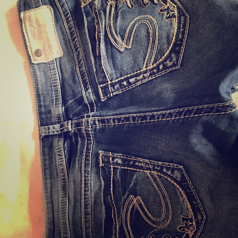 Silver cropped jeans